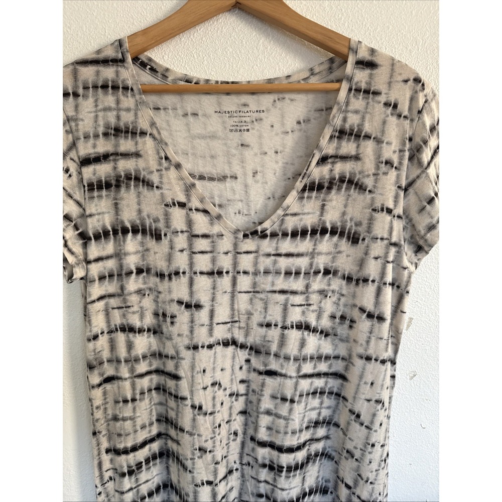 $270 Majestic Filatures Women's White V-Neck Tie-Dye Cotton Midi Dress Size‎ 3 - Picture 3 of 10